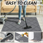Timo Indoor Doormat, Front Door Mat 36"x59" Absorbent Rubber Backing Non Slip Door Mats, Machine Washable Resist Dirt Low Profile Rugs for Entryway, Front Door Rugs Indoor for Muddy Wet Shoes, Grey