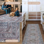 Washable Area Rug. Modern Farmhouse. Vintage. Turkish. Bohemian. Distressed. Oriental. Traditional. Rugs for Living Room. Dining. Bedroom. Office. Entryway. Foyer. (863BM, 2'5" x 13')