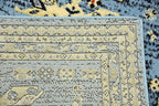 Unique Loom Taftan Collection Border Geometric Tribal Inspired Design Area Rug (3' 0 x 16' 5 Runner, Light Blue/ Gold)