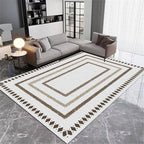 Moroccan Farmhouse Area Rugs 7x9ft, Neutral Geometric Pattern in Off-White Rug, Low Pile Machine Washable & Non-Slip Soft Carpet for Living Room, Bedroom & Dining Room