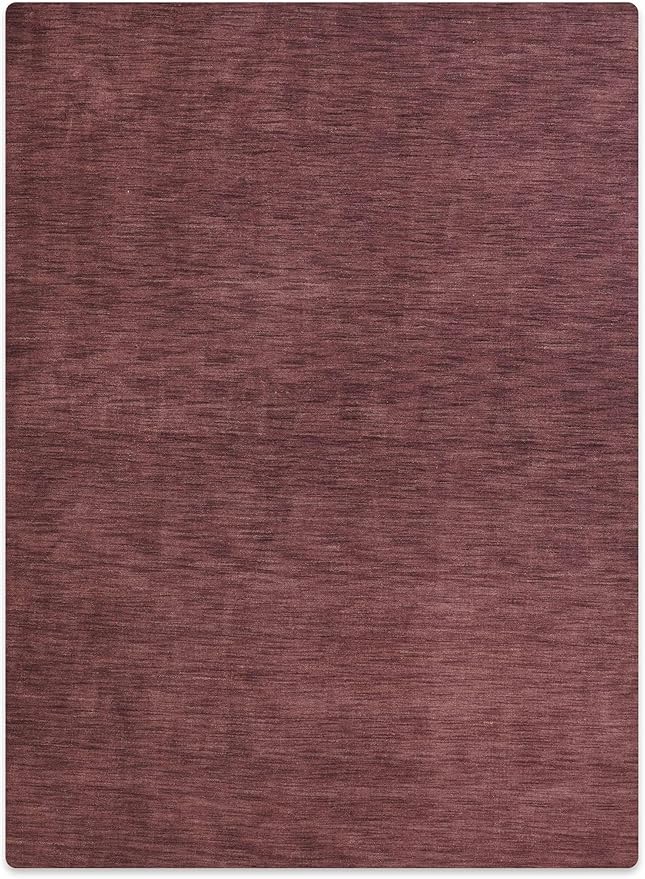 Hand Knotted Loom Wool ECO-Friendly Area Rugs - 4'x6', Rectangle, Purple Color, Solid Plain Design, High Pile Handmade Anti Skid Area Rugs for Living Room, Bed Room (L00111)