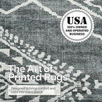 ReaLife Rugs Machine Washable Area Rug - Living Room Bedroom Bathroom Kitchen Entryway Office - Padded Low Pile Stain Resistant Premium - Moroccan Diamond Tribal - Jax - Gray 4' x 6'