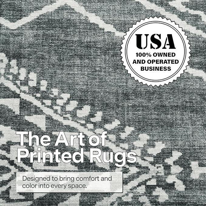 ReaLife Rugs Machine Washable Area Rug Runner - Living Room Bedroom Bathroom Kitchen Entryway Office - Padded Low Pile Stain Resistant Premium - Moroccan Diamond Tribal - Jax - Gray 3' x 5'