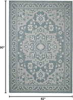 FH Home Flat Woven Outdoor Rug - Waterproof, Easy to Clean, Stain Resistant - Premium Polypropylene Yarn - Vintage - Patio, Porch, Deck, Balcony - Shiraz - Ocean - 5ft 4in x 7ft 6in