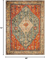 COMSLE Boho Area Rug, 4' x 6' Machine Washable Rugs for Entryway Faux Wool Large Rugs Distressed Throw Rug Non-Slip Floor Carpet for Indoor Bedroom Kitchen Living Room
