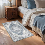 Area Rug 2x3 Entryway Rug Soft Washable Doormat Non Slip Low Pile Lightweight Carpets Indoor Faux Wool Small Rug for Entrance, Kitchen, Bedroom, Living Room