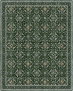 WITSHOCK Living Room Area Rugs 12x15: Soft Non-Slip Backing Washable Rugs Vintage Large Carpet for Bedroom Office Dining Room Kitchen Stain Resistant Home Decor Rug, Dark Green
