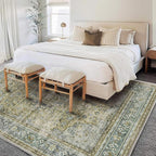 Washable Area Rug 10'x14' Boho Design Non-Shedding Easy Care Ideal for High Traffic Areas in Living Room Bedroom Office Coffee Table Kitchen Large Carpet