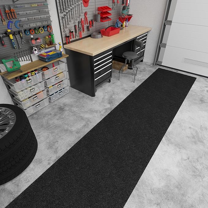 Ottomanson Commercial Scrape Rib Entry Mat – Heavy Duty Ribbed Floor Mat for High Traffic – Non Slip Rubber Back, Waterproof – Indoor Outdoor Use for Offices, Schools, Lobbies, 2'7" x 8', Black
