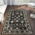 3x5 Washable Area Rug - Small Entryway Rug Non-Slip Charcoal Black Vintage Traditional Floral Kitchen Rugs Low Pile Boho Entry Carpet Throw Rugs for Living Room Bedroom Bathroom Entrance Office