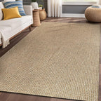 Easy Jute Rugs 8x10 Natural Color Living Room Indoor Outdoor Area Rug for Patio Farmhouse and Kitchen Rug High Traffic Easy to Clean Washable Solid Boho Woven Design Outside Carpet (8 x 10)