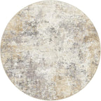 5ft Round Area Rug Living Room Rugs - 5x5 Washable Neutral Modern Abstract Soft Thin Rug Indoor Floor No Slip Rug Carpet for Bedroom Under Dining Table Home Office Decor - Golden Grey