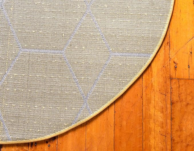Unique Loom Trellis Frieze Collection Area Rug - Geometric (4' 1" Round Yellow/Ivory)