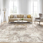 8x10 Area Rugs Living Room: Washable Large Abstract Soft Rug Stain Resistant Indoor Floor Non-Slip Accent Carpet for Women Modern Home Enthusiasts Aged- Bedroom Nursery Playroom- Beige Brown