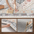 zesthome 5x8 Area Rugs for Living Room,Non-Slip Backing Washable Rugs,Vintage Large Area Rug，Stain Resistant Home Decor Rug (Multi,5'x8')