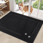 BEQHAUSE Dog Door Mat for Muddy Paws 32"x48" Dirt Trapper Absorbent Doormat Non Slip Entryway Rugs Washable Stain Resistant Welcome Floor Mat Soft Low-Profile for Front Back Door, Black