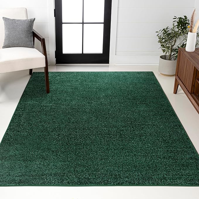 JONATHAN Y Haze Solid Low-Pile Emerald Indoor Area Rug 4x6, Coastal,Bohemian,Minimalist,Classic, Easy-Cleaning for Living Room,Bedroom,Kitchen,Pet Friendly,Non-Shedding (SEU100L-4)