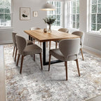 5x7 Area Rug Living Room Rugs - Washable Neutral Modern Abstract Soft Thin Large Rug Indoor Floor No Slip Rug Carpet for Bedroom Under Dining Table Home Office Decor - Brown Grey