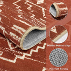 Wonnitar Moroccan 6x9 Area Rugs, Washable Brown Rugs for Living Room, Large Soft Bedroom Throw Rug, Non-Slip Stain Resistant Thin Boho Floor Carpet for Dining Room Home Office Decor (Brown,6'x9')
