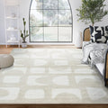 Abani Nuevo Collection Area Rug - Modern Geometric Beige/Cream Design - 6'x9' - Easy to Clean - Durable for Kids and Pets - Non-Shedding - Medium Pile - Soft Feel - for Living Room, Bedroom & Office