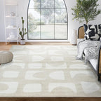 Abani Nuevo Collection Area Rug - Modern Geometric Beige/Cream Design - 6'x9' - Easy to Clean - Durable for Kids and Pets - Non-Shedding - Medium Pile - Soft Feel - for Living Room, Bedroom & Office