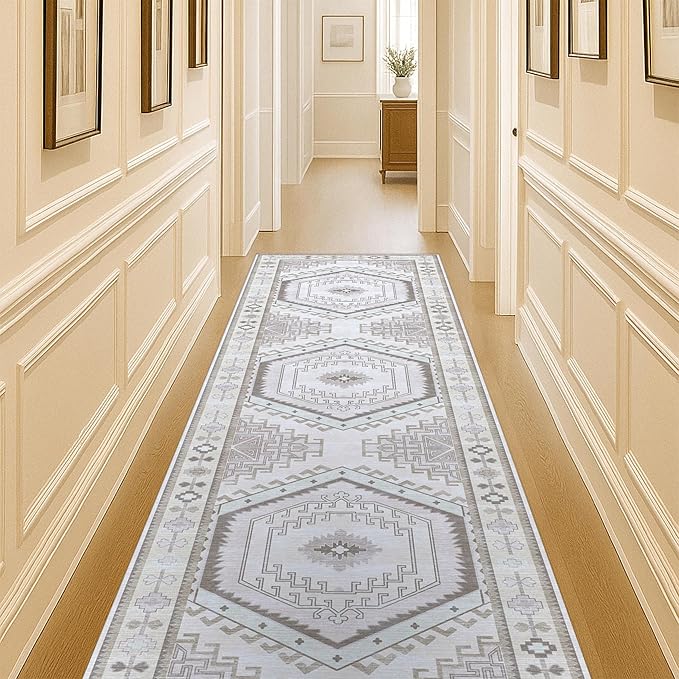 Fame Living Washable Area Rug. Modern Farmhouse. Vintage. Turkish. Bohemian. Distressed. Oriental. Traditional. Rugs for Living Room. Dining. Bedroom. Office. Entryway. Foyer. (856BrC, 2'5" x 4'9")