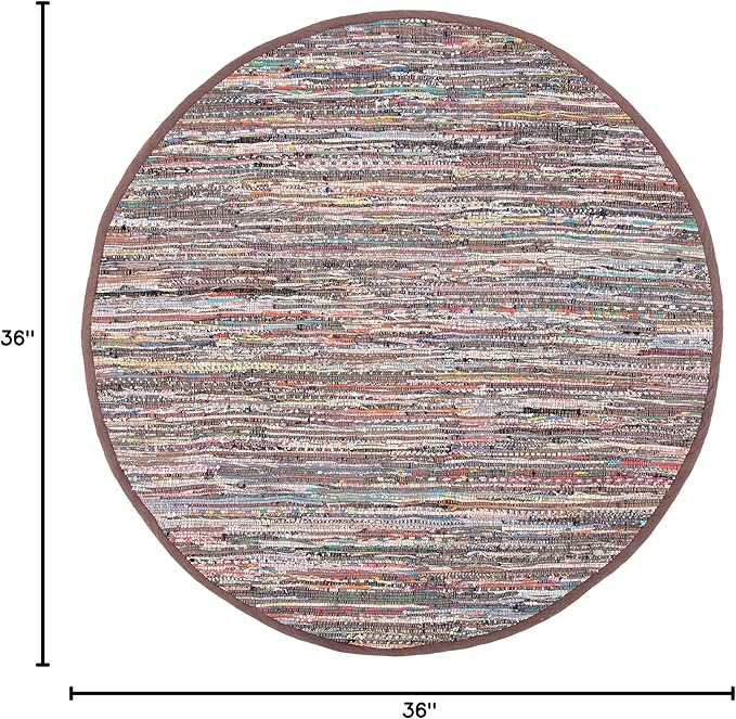 SAFAVIEH Rag Rug, Collection Area Rug - 3' Round, Rust & Multi, Handmade Boho Stripe Cotton, Ideal for High Traffic Areas in Living Room, Bedroom (RAR121E)