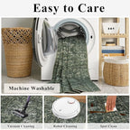Washable Area Rug 6x9 Green Rugs for Living Room, Vintage Boho Large Rug for Bedroom Dining Room Office, Distressed Floral Print Carpet for Under Table, Soft Non Slip Low Pile Throw Carpet Indoor Mat