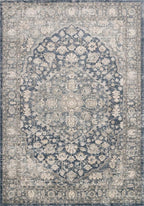 Loloi Teagan Collection TEA-01 Denim/Mist 6'-7" x 9'-2" Area Rug, Large, Soft Neutral Rug, High-Traffic for Living Room, Bedroom, Home Office, Dining Area
