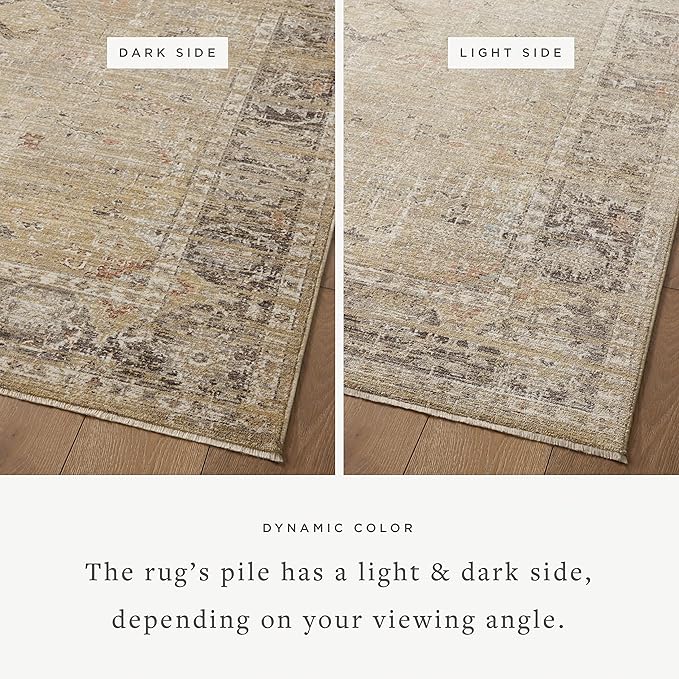 Loloi Magnolia Home by Joanna Gaines Millie Collection MIE-03 Gold/Charcoal 2'-7" x 10'-0", .25" Pile Height, Runner Rug