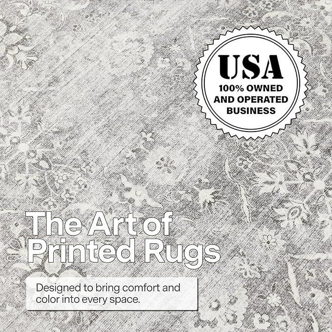 ReaLife Rugs Machine Washable Area Rug Runner - Living Room Bedroom Bathroom Kitchen Entryway Office - Padded Low Pile Stain Resistant Premium - Boho Farmhouse Vintage - Noor - Silver Ivory 2'6" x 6'