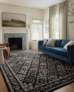Loloi Rifle Paper Co. Laurel Collection LAU-04 Black/Multi 2'-8" x 10' Runner Rug