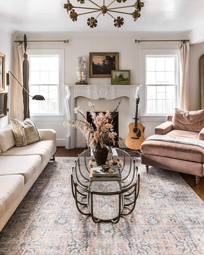 Loloi Skye Collection SKY-01 Blush/Grey 9'-0" x 12'-0" Area Rug