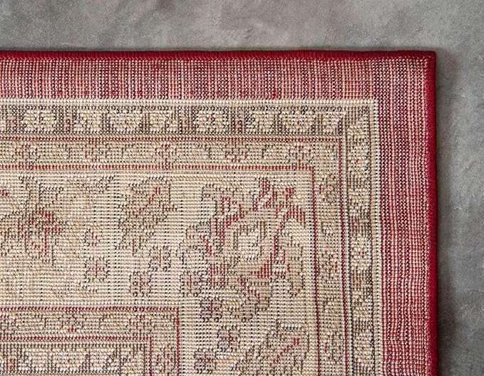 Unique Loom Sialk Hill Collection Area Rug - Washington (4' 1" x 6' 1" Rectangle Burgundy/Cream)