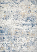 Area Rug Living Room Rugs - 4x6 Abstract Large Soft Indoor Washable Rug Neutral Modern Low Pile Carpet for Bedroom Dining Room Farmhouse Home Office - Blue