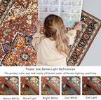 Moynesa Ultra-Thin Washable Oriental Area Rug - 3x5 Non-Slip Laundry Room Rug, Non-Shedding Stain Resistance Low Pile Kitchen Mat Indoor Throw Carpet for Fall Decor Bathroom, Brown/Multi