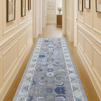 Fame Living Grey Oushak Runner Rug, Modern Runners, Vintage, Turkish, Eclectic, Floral, Pastel, Washable, Long Runner Rugs for Hallway, Kitchen, Living Room, Bedroom, Kitchen, Bathroom, 2'5"x13'