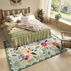 Living Room Rug 8x10 Rug Machine Washable Boho Area Rug Non Slip Floral Vintage Low Pile Large Rugs for Living Room, Bedroom, Farmhouse, Dining Room (Green)