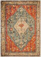 COMSLE Boho Area Rug, 4' x 6' Machine Washable Rugs for Entryway Faux Wool Large Rugs Distressed Throw Rug Non-Slip Floor Carpet for Indoor Bedroom Kitchen Living Room