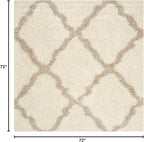 SAFAVIEH Dallas Shag Collection Area Rug - 6' Square, Ivory & Beige, Trellis Design, Non-Shedding & Easy Care, 1.5-inch Thick Ideal for High Traffic Areas in Living Room, Bedroom (SGD257B)