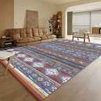 RUGSURE Washable Area Rugs 4' x 6' - 1/6 Thick - Moroccan-Inspired -Stain & Water Resistant Non-Slip - Resistant Rug for Living Room, Bedroom, Nursery, Pet & Child Friendly (Blue and Red)