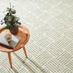 Dash & Albert Layers Desert Sage Hand Hooked Wool Rug, 9.5 X 13.5 Feet, Green Geometric Pattern - Premium Luxury Hotel Quality Soft Breathable Hypoallergenic Machine Washable Easy Care All Season