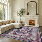 Fame Rugs Turkish Rug. Washable Vintage Oriental Antique Inspired Traditional Doormat Small Modern Area Rugs Luxury Entryway Entry Bedroom Bathroom Kitchen (400RN, 9' x 12')