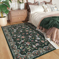 Rugcomf Vintage Paisley 3'x5' Area Rug - Machine Washable, Non-Slip Low Pile Small Floral Carpet for Bedroom, Bedside, Kitchen, Entryway, Kids/Girls Room, Office - Green