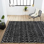 JONATHAN Y Boho Vintage Diamond Black/Ivory Indoor Area Rug 8X10 ft, Moroccan Hype for Living Room, Bedroom, Kitchen, Office, Easy-Cleaning, High Traffic, Pet-Friendly, Non-Shedding (MOH101D-8)