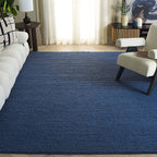 SAFAVIEH Area Rug 8x10 - Natura Collection - Large - Navy & Blue, Handmade Wool Blend, Textured Design, Ideal for Living Room, Bedroom, Dining Space (NAT620M)