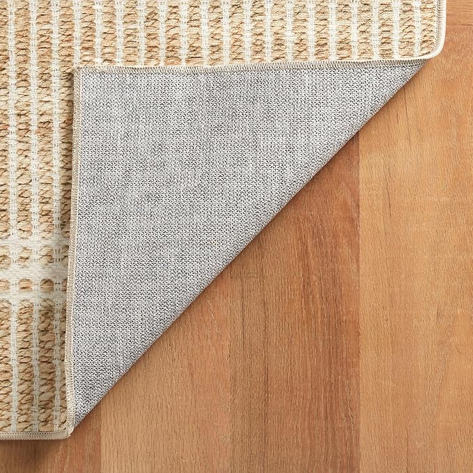 Dash & Albert Arbor Natural Machine Washable Rug, 8.5 X 11.5 Feet, Tan Stripe Pattern
