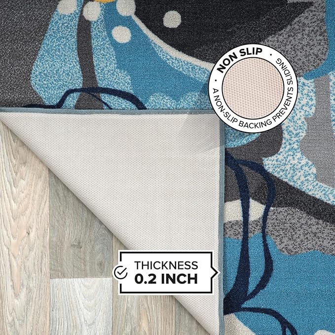 Rugshop Gray Large Floral Non-Slip Runner Rug Fade Resistant for Hallway, Entryway and Kitchen, 2'7" x 6'