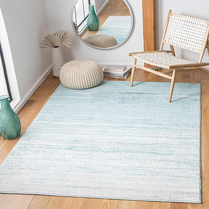 SAFAVIEH Area Rug 3x5 - Adirondack Collection - Aqua & Ivory, Modern Ombre Design, Non Shedding & Easy to Clean, Ideal for Living Room, Bedroom, Office, Dining Space (ADR113J)