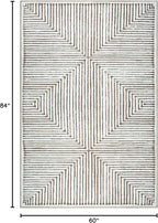 Bloom Rugs Washable Non-Slip 5' x 7' Rug - Brown Striped Area Rug for Living Room, Bedroom, Dining Room, and Kitchen - Exact Size: 5' x 7'
